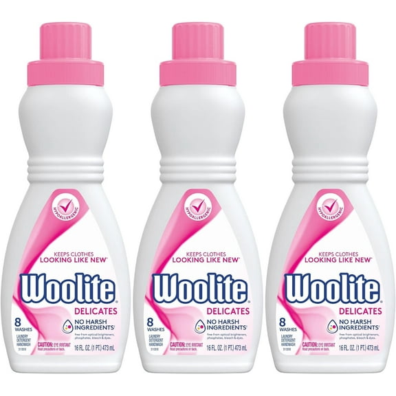 Woolite Delicates Hypoallergenic Liquid Laundry Detergent, 16 FL Oz Bottle, Hand & Machine Wash (Pack of 3)