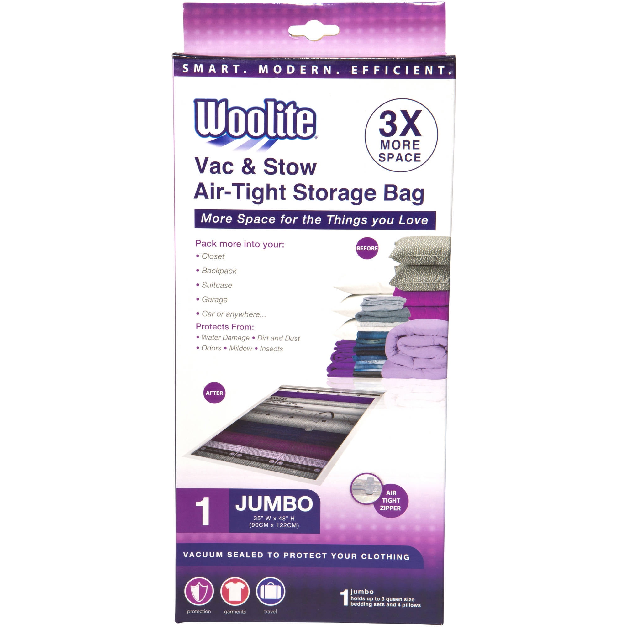Woolite Jumbo Vacuum Storage Bags, Clear