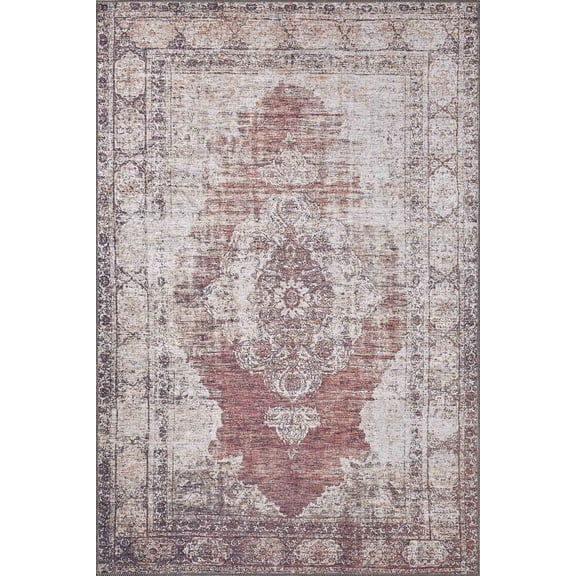 Woolknot Enclave 4'x6'' ENC1048 Red/Mink 0.24 inch Area Rug