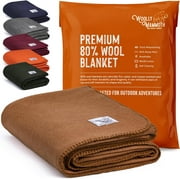 Woolly Mammoth Woolen Co. | Extra Large Merino Wool Camp Blanket | Perfect Outdoor Gear | Bedroll for Bushcraft, Camping, Trekking, Hiking, Survival, or Throw Blanket at The Cabin Tan