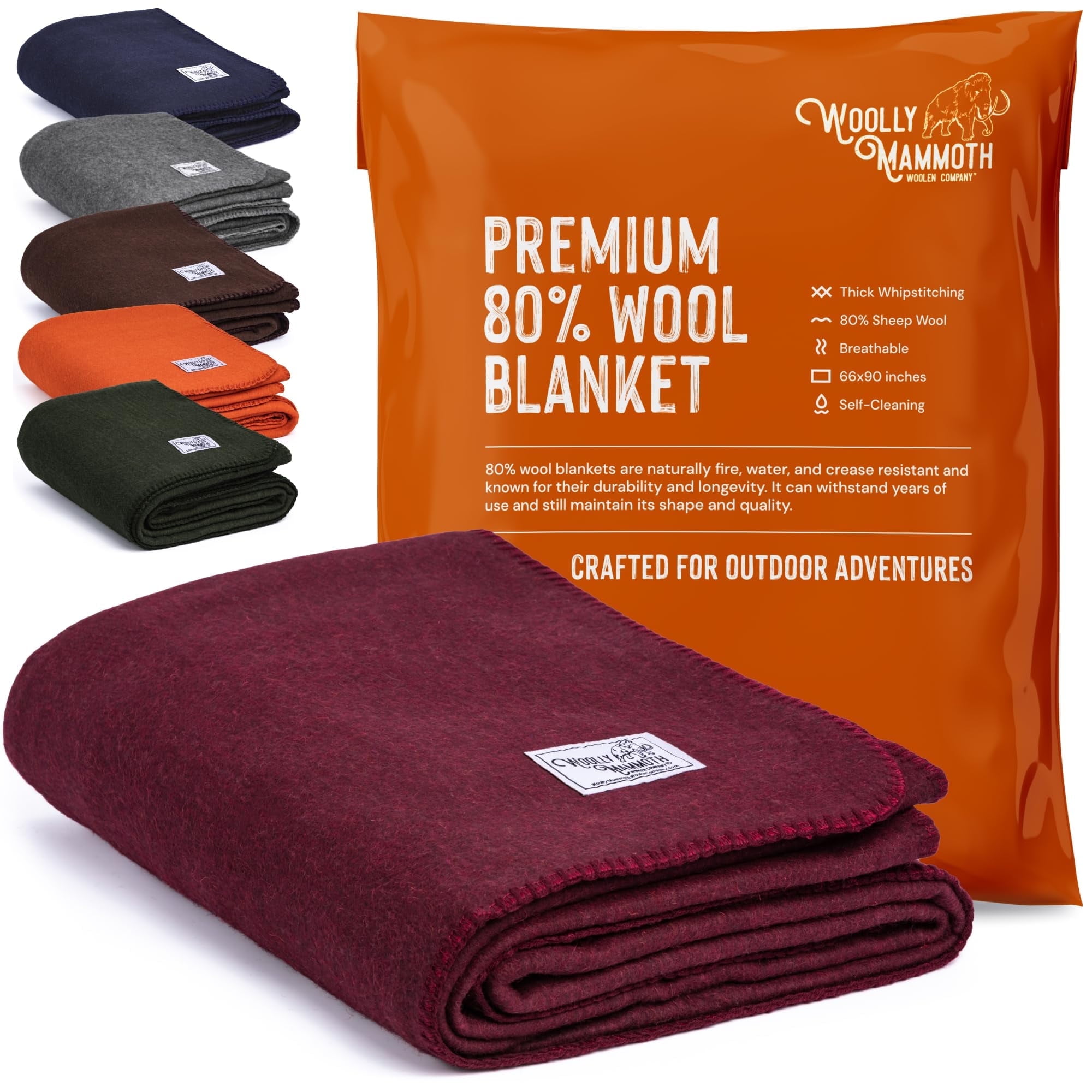Woolly Mammoth Woolen Company, Rustic, Burgundy, Merino Wool