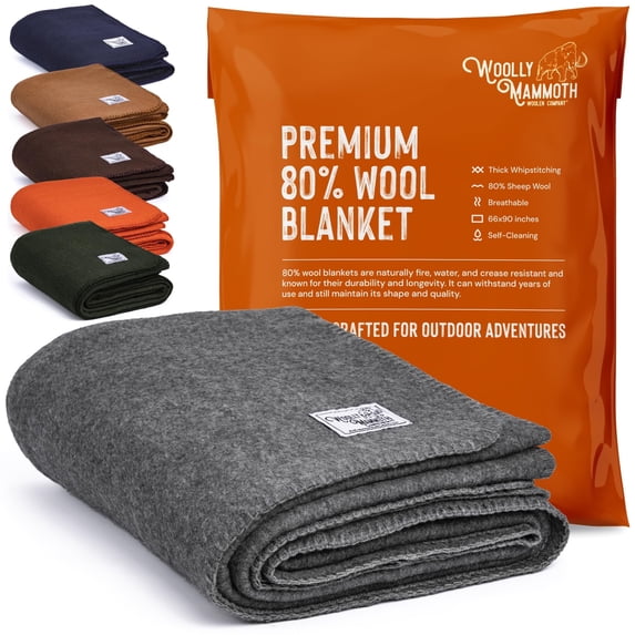 Woolly Mammoth Woolen Company, Rustic, Gray, Merino Wool, Throw Blanket, Adult, 4 lbs 66" x 90