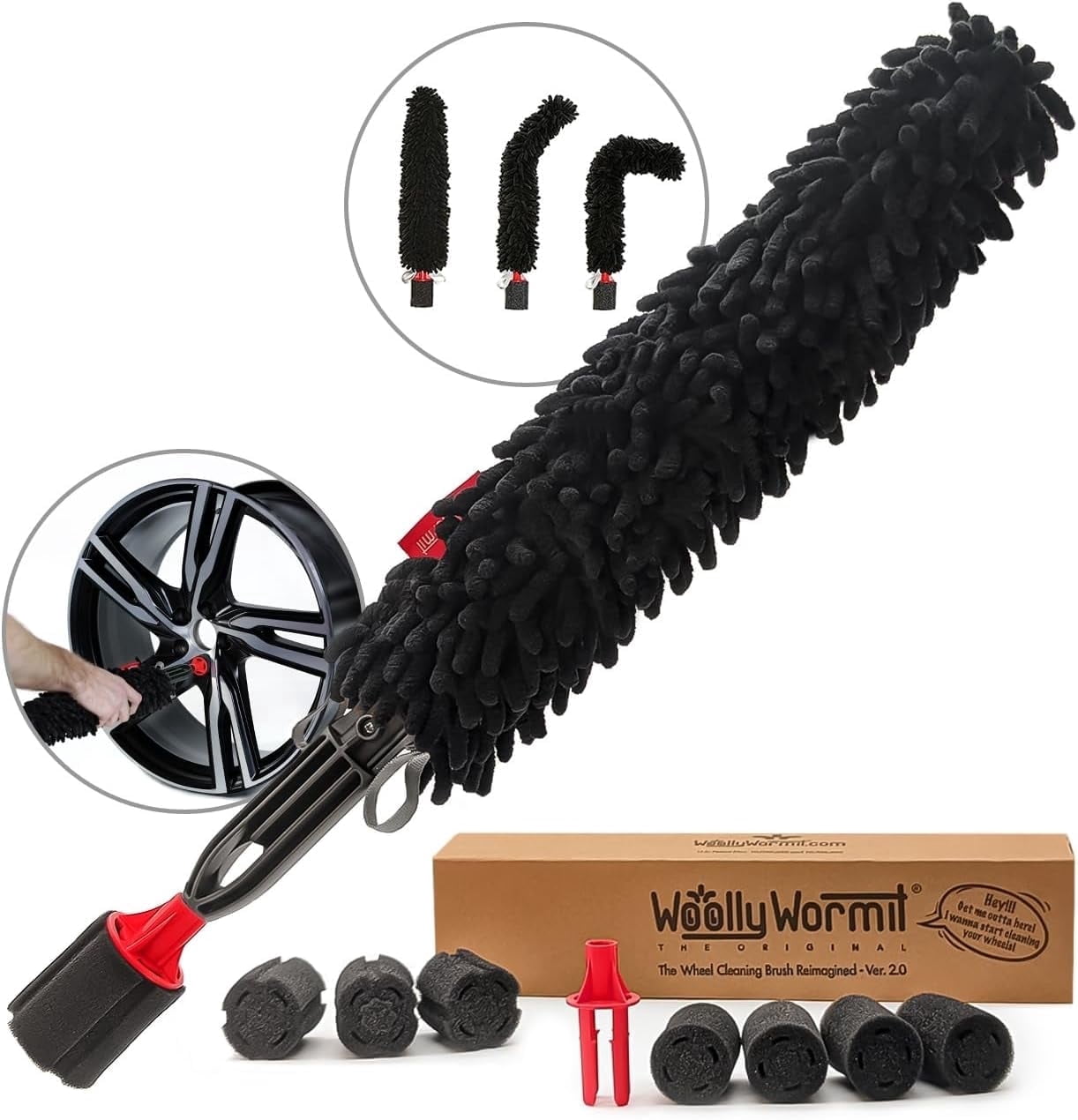 Woollywormit Wheel Cleaning Brush Kit - Rim, Brush, Lug Nut Cleaner