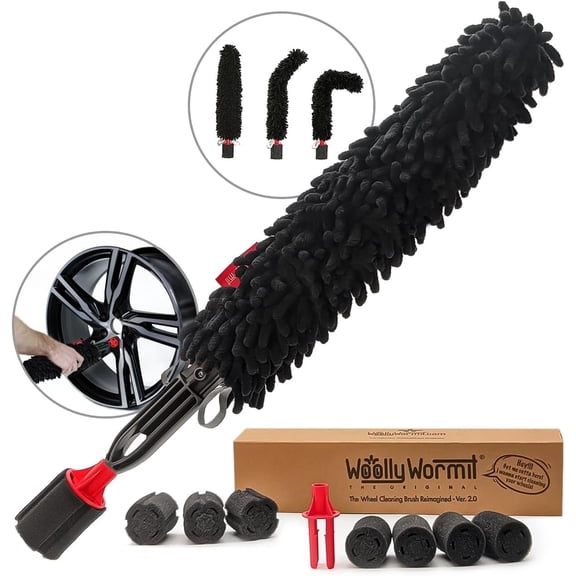 Woollywormit Wheel Cleaning Brush Kit - Rim, Brush, Lug Nut Cleaner