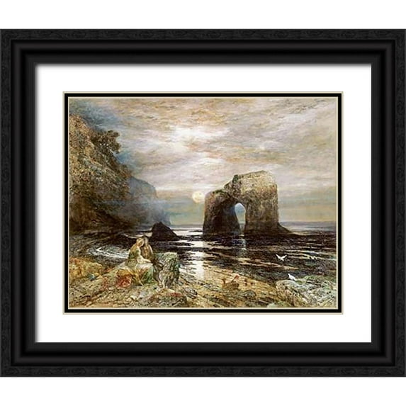 Woolmer, Alfred Joseph 24x20 Black Ornate Wood Framed with Double Matting Museum Art Print Titled - The Honeymoon