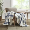 thumbnail image 1 of Woolrich Bloomington Mid-Century Faux Mohair to Sherpa Fabric Throw in Blue, 1 of 5
