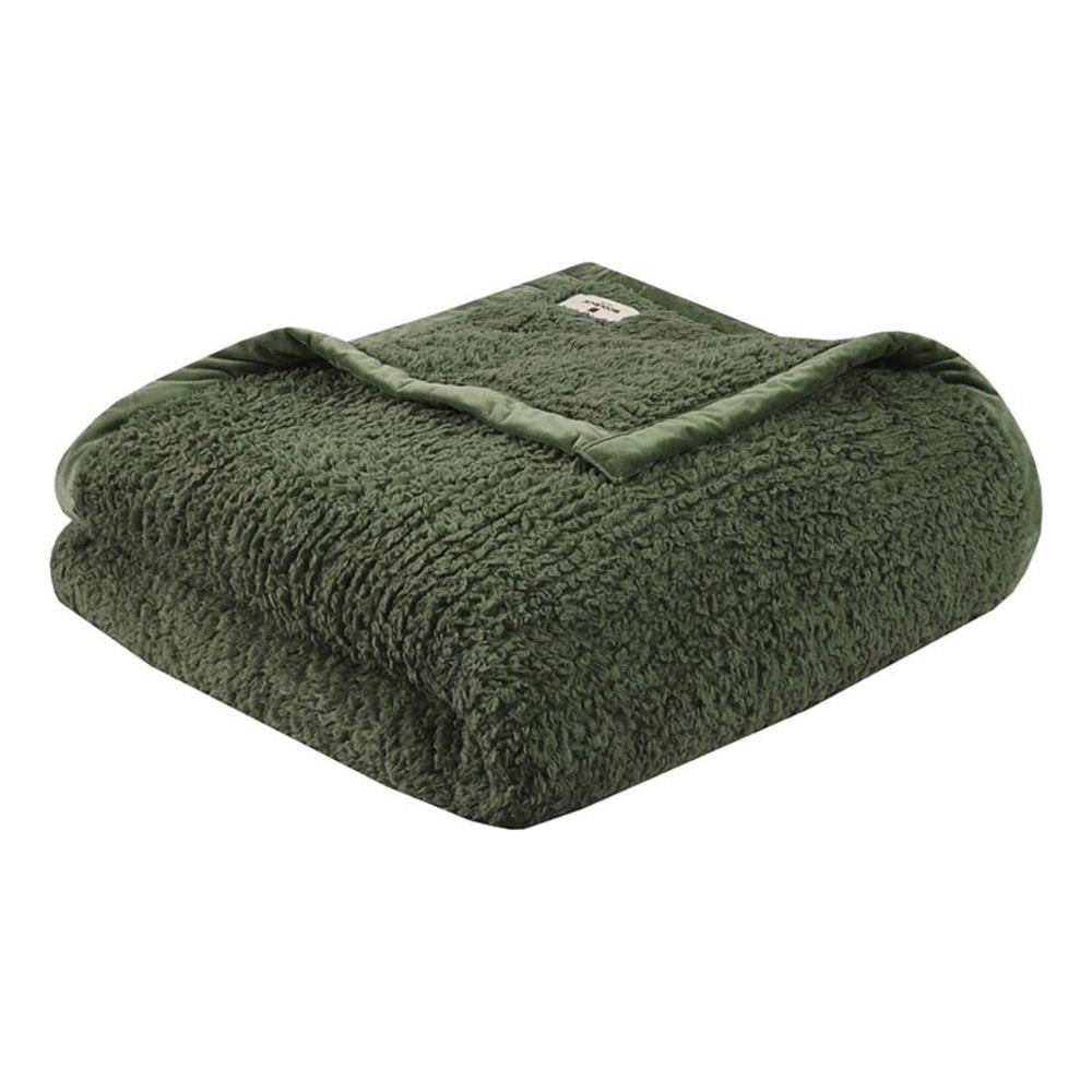 Full Green Fleece Reversible Blanket with Velvet Binding