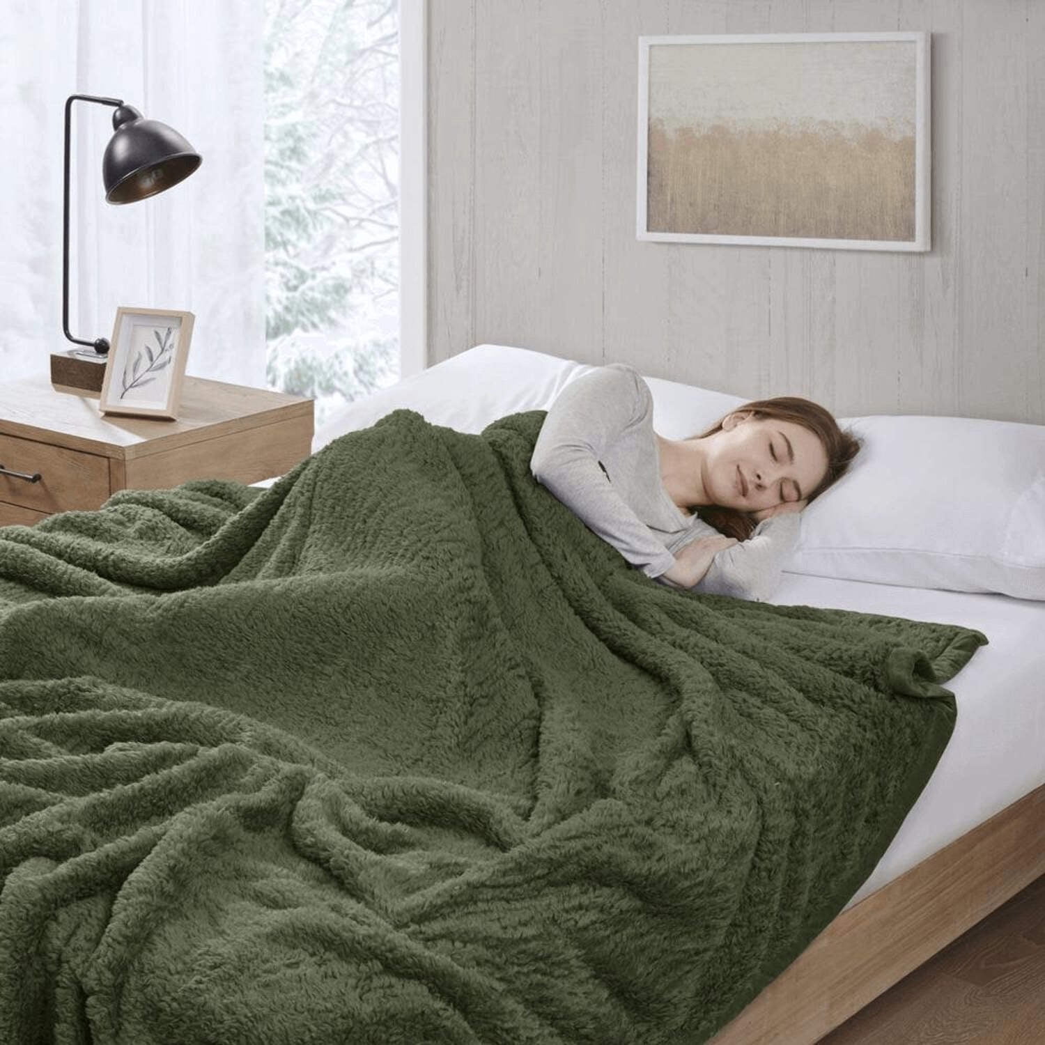 Twin Black Fleece Reversible Winter Blanket