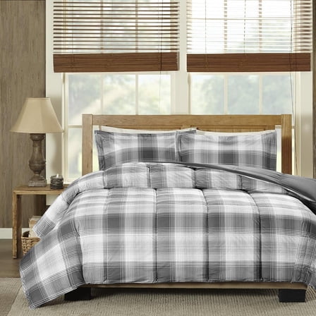 Woolrich Comforter Set, Cabin , Plaid Grey Full/Queen 3 Piece
