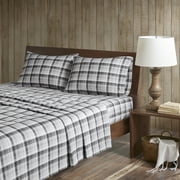 طقم ملاءات من القطن والفانيلا باللون الرمادي من Woolrich، مقاس كينج