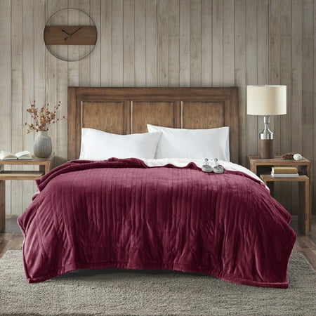 Woolrich Electric Blanket w/Heat Level Setting Controllers Queen: 84x90" Garnet