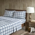 thumbnail image 1 of Woolrich Flannel Cotton Sheet Set, Cal King, Blue Plaid, 1 of 8