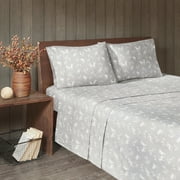 Woolrich 4-Piece Grey Moose Cotton Flannel Sheet Set, Queen