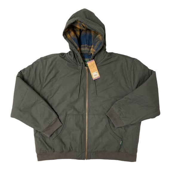 Woolrich Men's Cotton Canvas Flannel Lined Hooded Jacket (Slate, XXL)