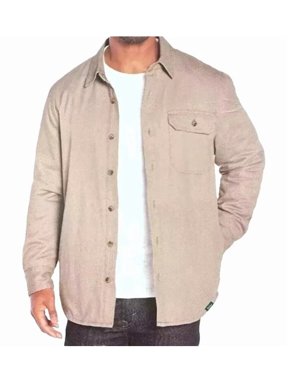 Men's Flannel Lined Shirt Jacket | Tan, Medium