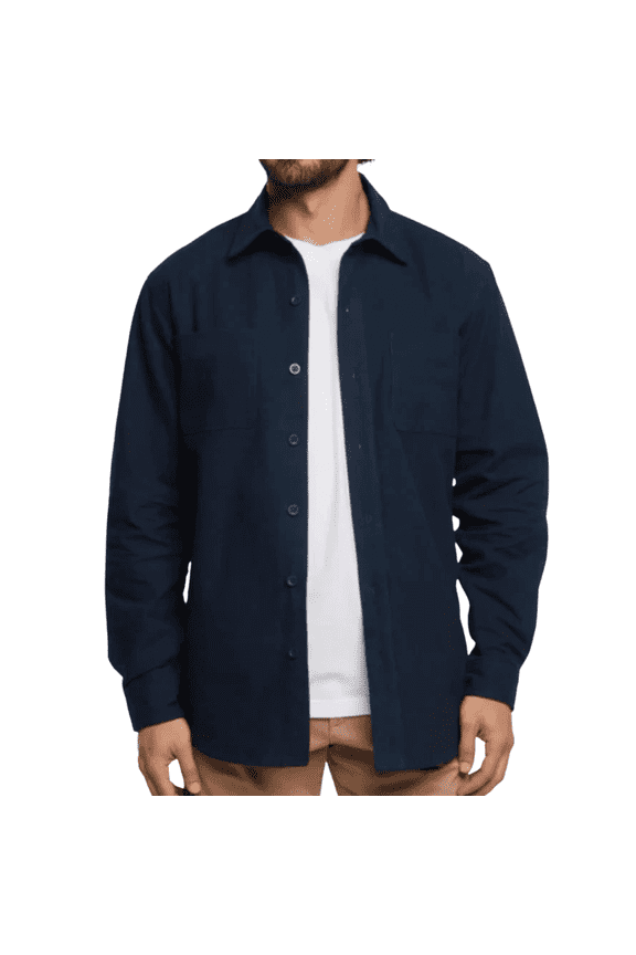 Men's Cotton Chamois Shirt - Blue- Size Small