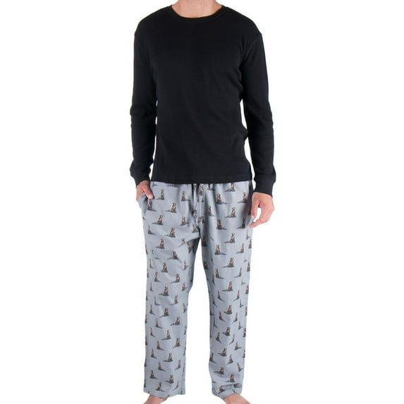 Woolrich Mens 2 Piece Pajama Sleep Set (Black/Dog Print, XX-Large)