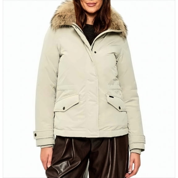 Woolrich Plush Fur-Trimmed Down Jacket With Concealed Closure (Women's)