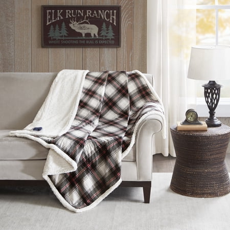 Woolrich Ridley Oversized Heated Throw with Auto Shutoff, 60X70 Inches, Black