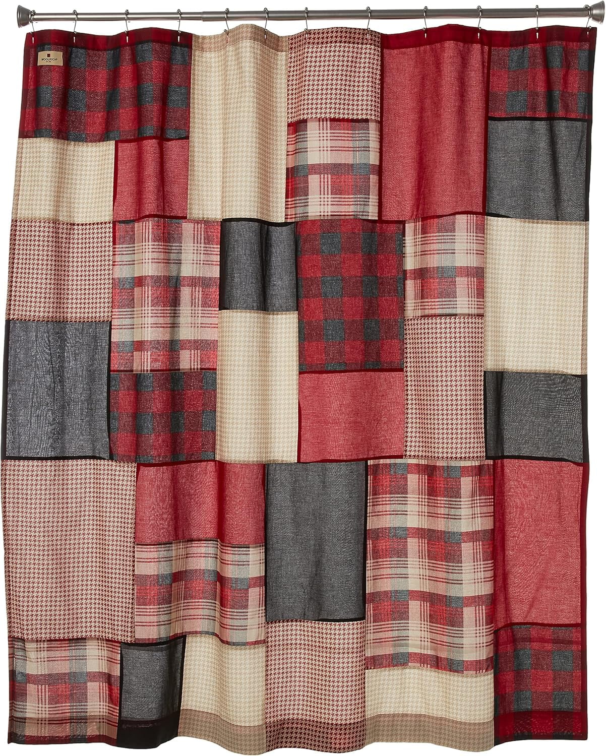 Woolrich Sunset Cotton Shower Curtain, Plaid Lodge/Cabin Shower Curtains for Bathroom, 72 X 72, Red