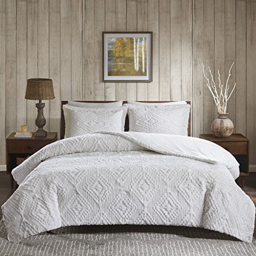 Woolrich Teton Embroidered Plush Coverlet Set Ivory King/Cal King, WR13-2058