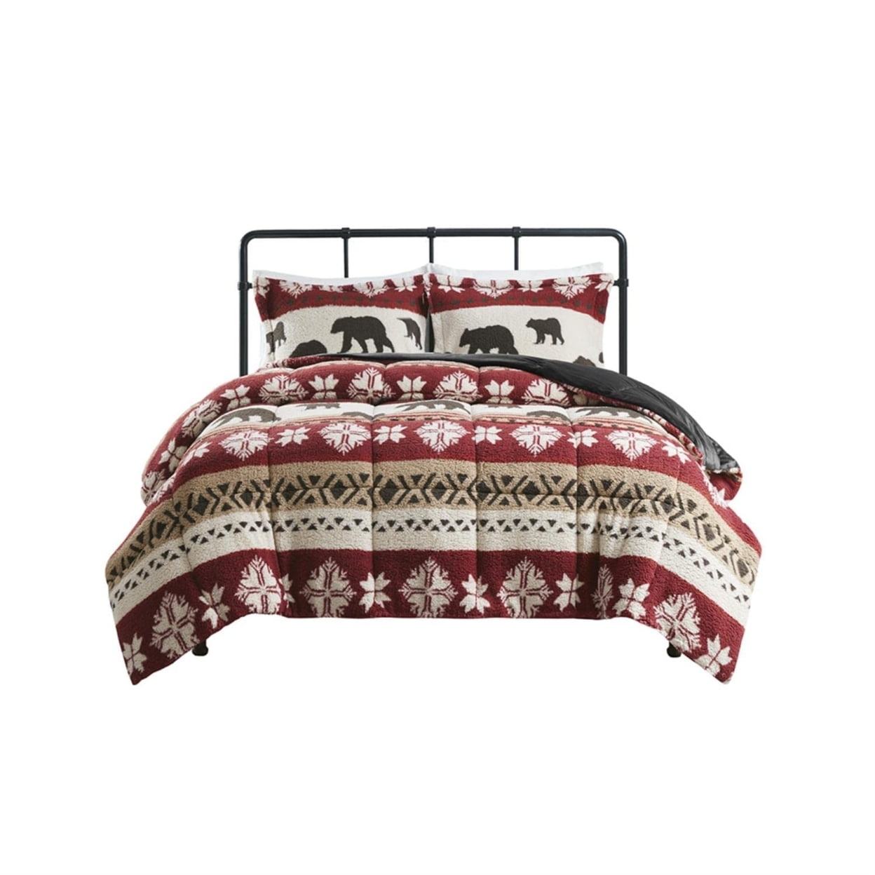 Full Red Reversible Down Alternative Microfiber Comforter Set