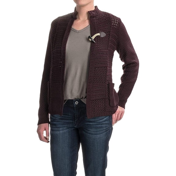 Woolrich Women's Poppy Ridge Pointelle Blazer Sweater, BURGUNDY (Red), Size L