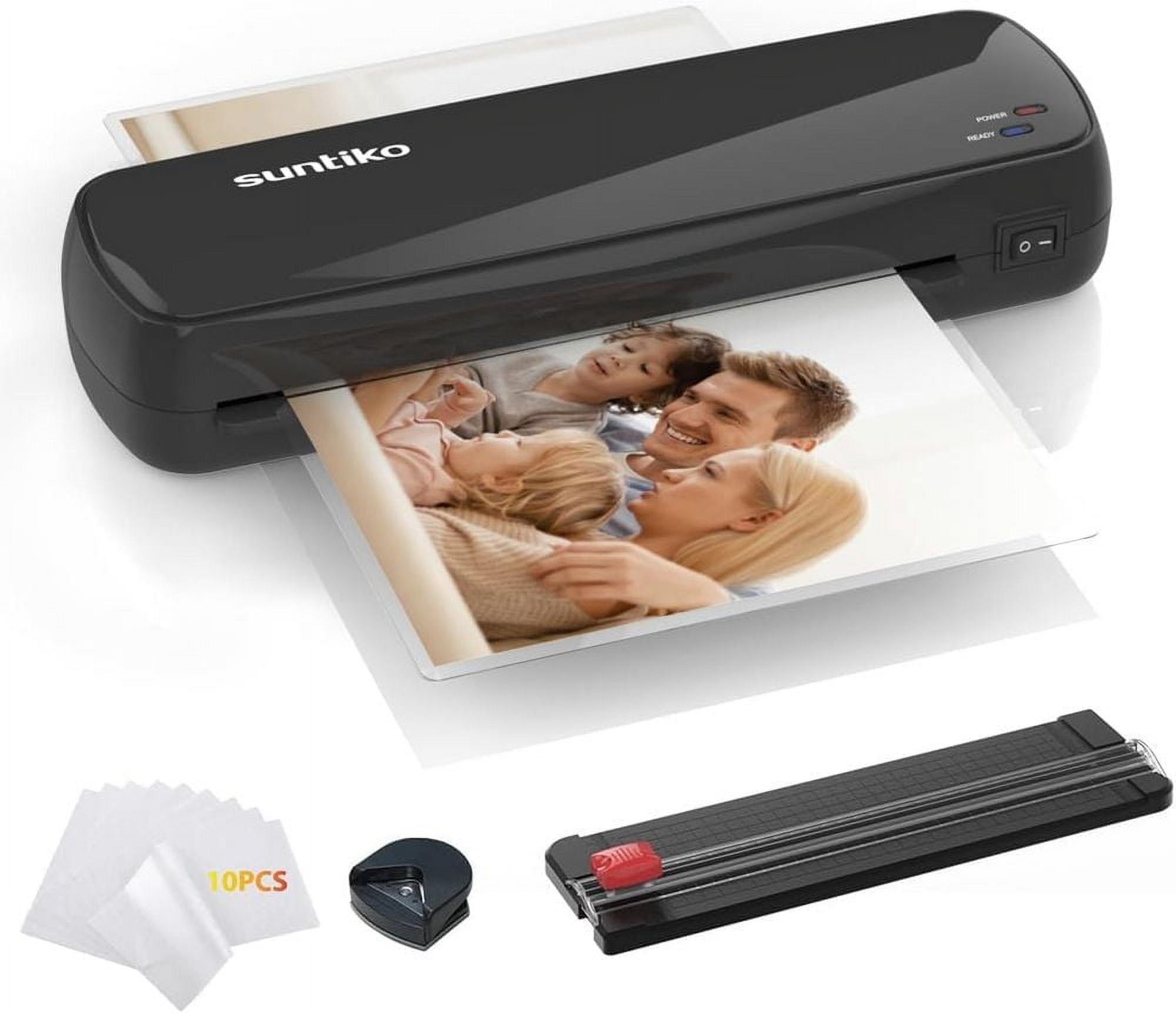Woolsche Laminator Machine with Cutter - Fast 2-4 Min Warm Up, 250mm/min Speed for A4/A5/A6 Documents & Photos, Includes 10 Laminating Pouches & Paper Trimmer - Compact Thermal Laminator for Home, Of