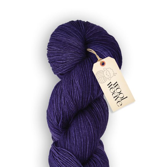 Woolweave Hand Dyed Fingering Yarn, Merino Wool Yarn Blend, 100g, 438yd - Java Plum