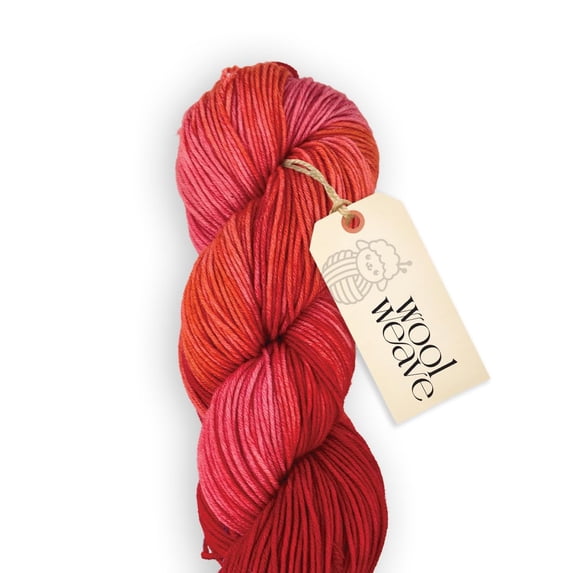 Woolweave Superwash Merino Wool Yarn, 100gr, 240 Yards, Hand Dyed, Dk Weight - Berry Bowl