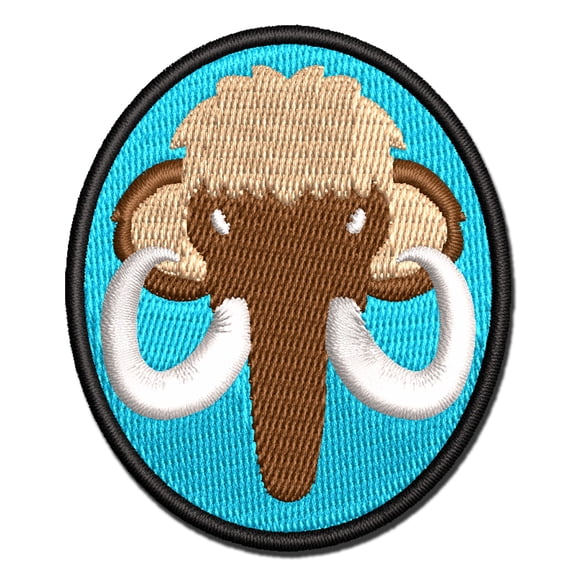 Wooly Mammoth Head Applique Multi-Color Embroidered Iron-On Patch - 2.0 Inch Mini