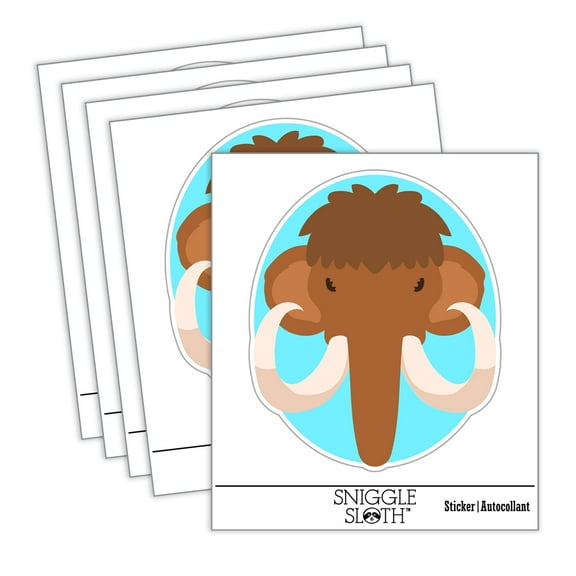 Wooly Mammoth Head Car Window Bumper Water Bottle Phone Tablet Laptop Waterproof Vinyl Decal Sticker Set 5-Pack - Gloss Finish - 4.0"