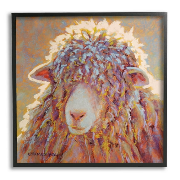 Wooly Sheep Animal Portrait Animals & Insects Painting Black Framed Art Print Wall Art