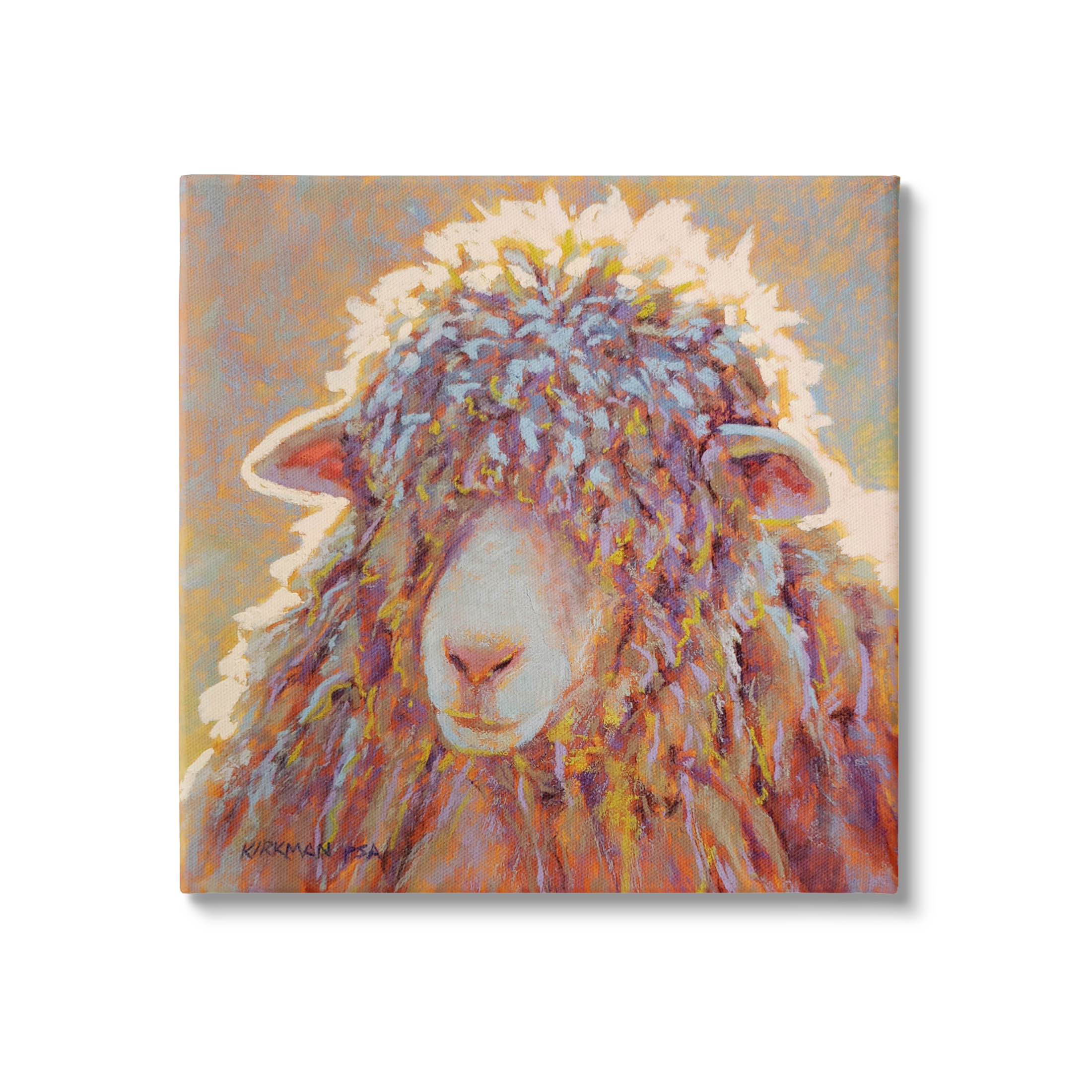 Wooly Sheep Animal Portrait Animals & Insects Painting Gallery Wrapped Canvas Print Wall Art