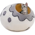 thumbnail image 1 of Woolygon Premium Felt Cat Cave Bed  Wool Kitty Beds Handcrafted Kitten Caves Bed for Indoor Cats - Made from 100% Eco-Friendly Merino Wool, Foldable Cat Hidewawy Covered Cat House Pod Flower Collar, 1 of 5