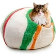 thumbnail image 1 of Woolygon - Wool Cat Cave Bed Handcrafted from 100% Merino Wool, Eco-Friendly Felt Cat Cave for Indoor Cats and Kittens (Candy Swirl), 1 of 9