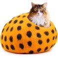 thumbnail image 1 of Woolygon Wool Cat Cave Bed Handcrafted from 100% Merino Wool, Eco-Friendly Felt Cat Cave for Indoor Cats and Kittens (Yellow ), 1 of 7