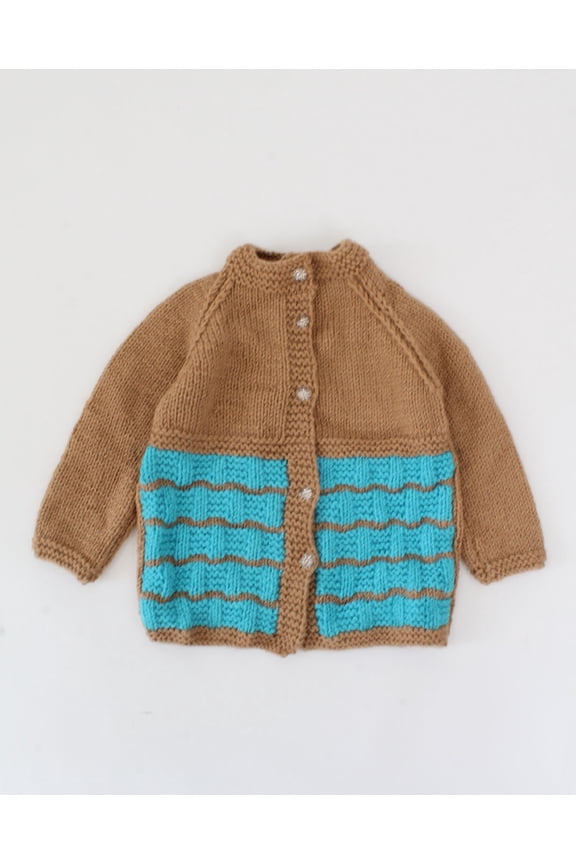 Handmade Full Sleeves Dual Colour Sweater-Brown & Blue