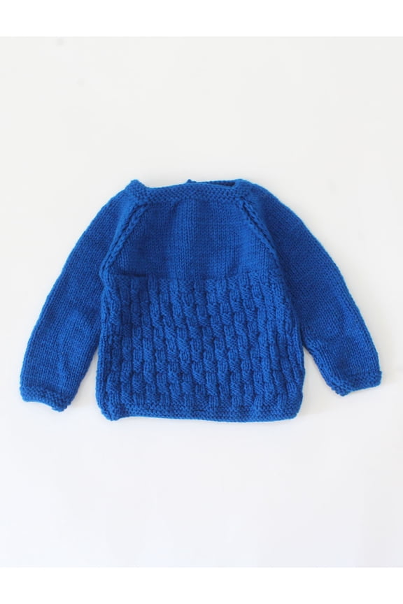 Handmade Full Sleeves Self Design Sweater-Blue