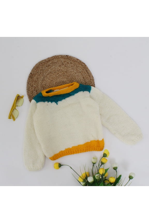 Handmade Full Sleeves Sweater-Cream