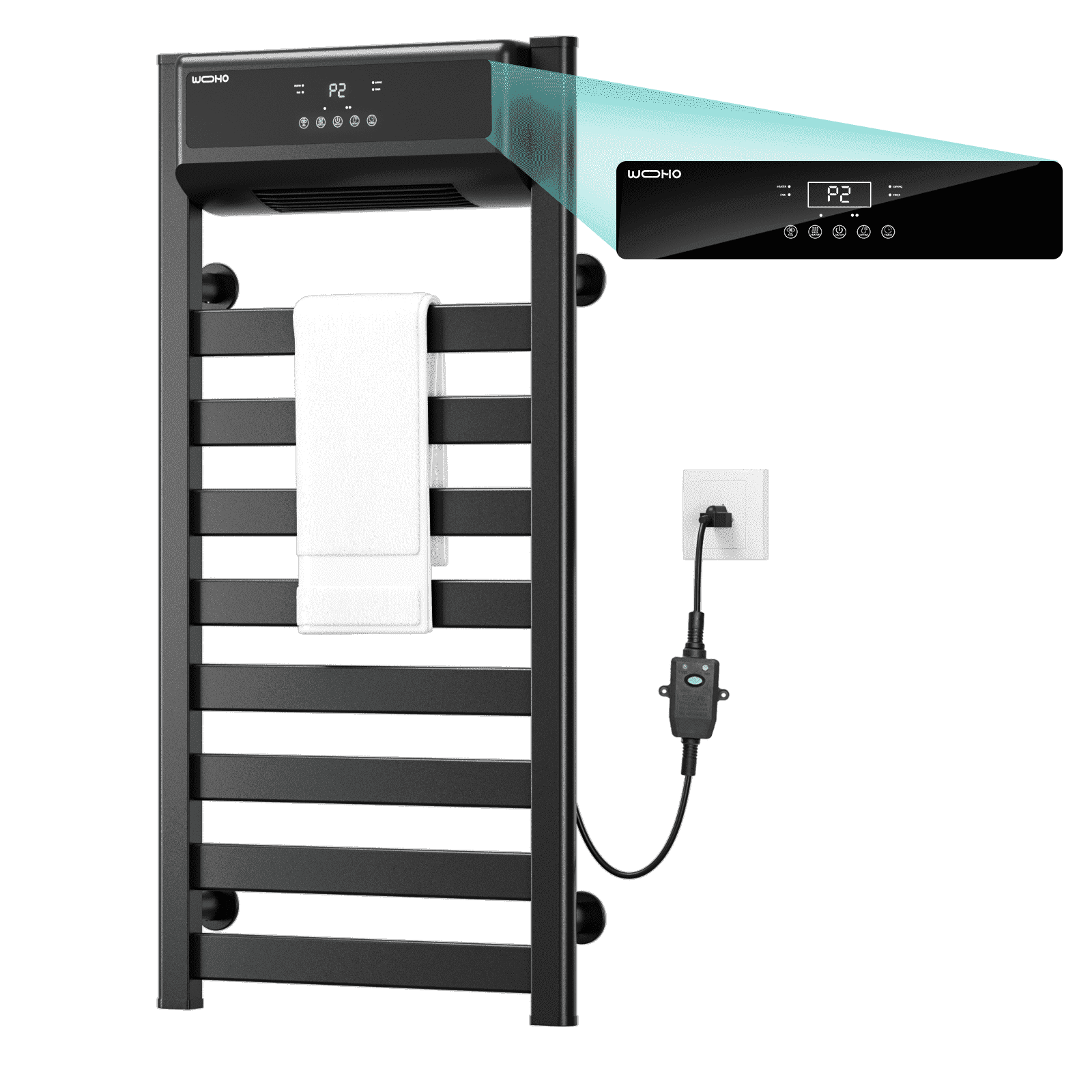 Wooohoo Wall Mounted Towel Warmer - Touch Control, Efficient Drying, Safe Dual-Use for Bathrooms