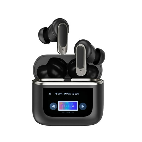 Woooli Wireless Earbuds Waterproof Bluetooth Headphone Headset LCD Full Color Smart Display Screen Anti-Loss Locator ANC Noise Cancellation
