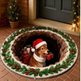 thumbnail image 1 of Wooowa 23.6 Inch Christmas Circular Carpet, 3D Visual Effect Entrance Door Mat, Household Absorbent Nonslip Dirt-Proof Bathroom Foot Mat, 1 of 8