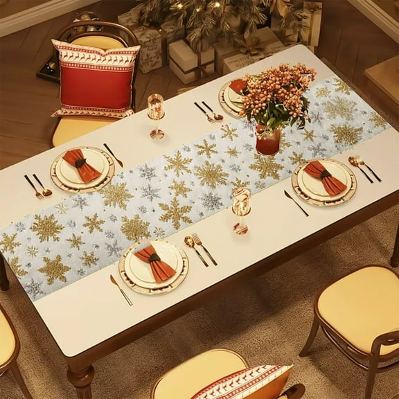 Wooowa 72x13Inch Christmas Table Runner & TV Stand Cover, Festive Decorative Cloth for Tabletop and Living Room Furniture