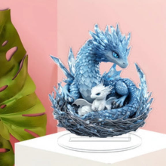 Wooowa Acrylic Dragon Figurine - Unique Decorative Ornament for Home Shelf, Tabletop & Fantasy Themed Room Display