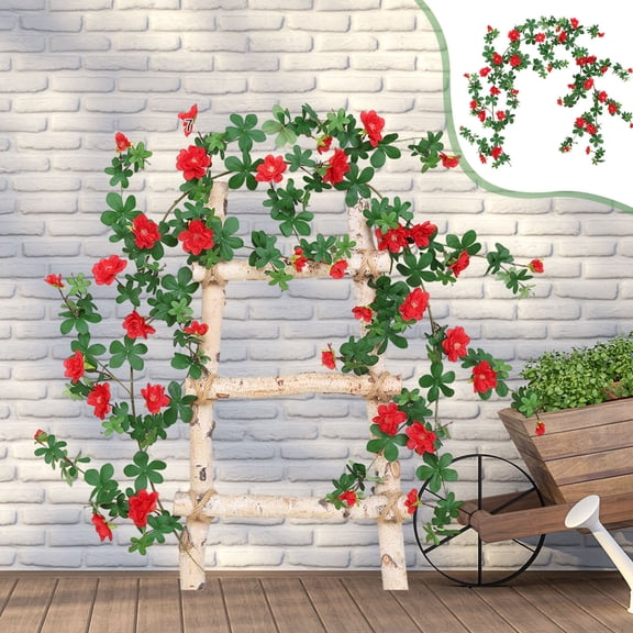 Wooowa Artificial Rose Vine Garland Faux Floral Rattan for Wall Pipe Wrapping and Home Decor