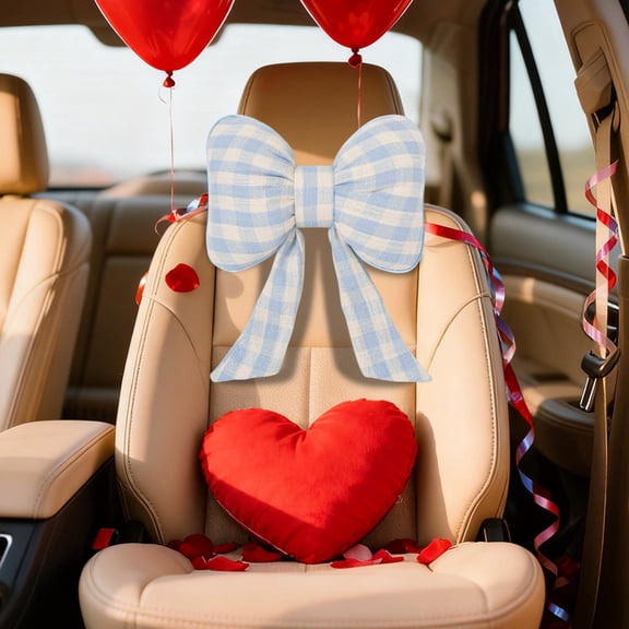 Wooowa Bow Ribbon Sofa & Car Headrest Pillow - Decorative Home & Auto Accessory, Soft Support Cushion