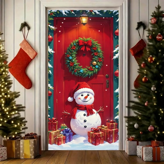 Wooowa Christmas 3D Visual Door Curtains & Covers, 78.74x35.43Inch Festive Decor for Front Doors, Entryways & Holiday Homes