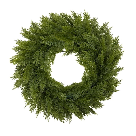 Wooowa Christmas Artificial Pine Wreath with Realistic Foliage for Door Window Wall Indoor Outdoor Holiday Home Decor 19.7 Inch