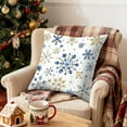 thumbnail image 1 of Wooowa Christmas Blue & Gold Snowflake Pillow Covers, Festive Decorative Cushion Cases for Holiday Home & Party Displays, 1 of 8
